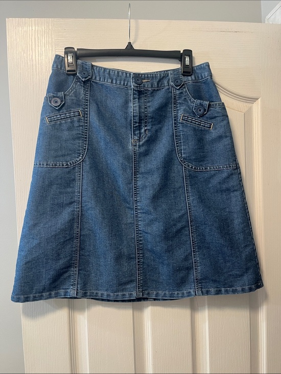 Cherokee Dresses & Skirts - Cherokee Blue Denim A-Line Skirt with Pocket Buttons
